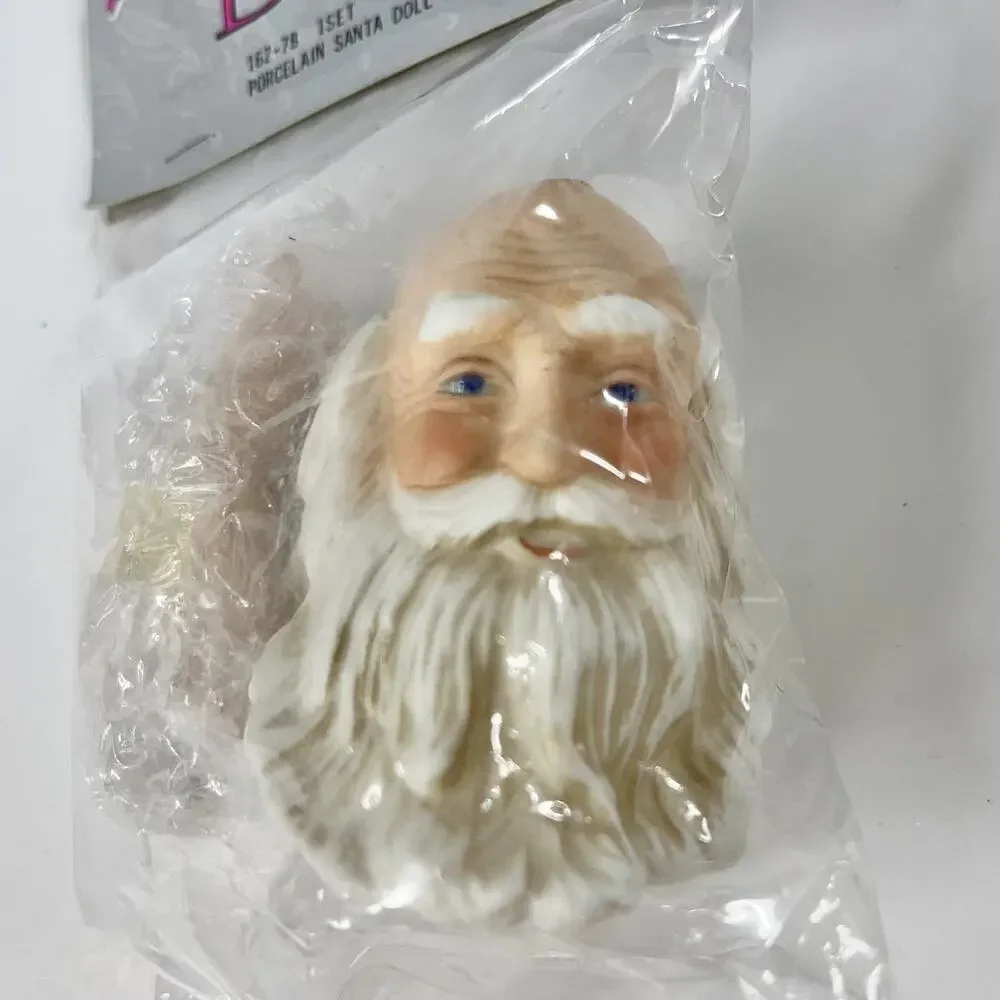 Vintage 1993 Mangelsen's Porcelain SANTA CLAUS Doll Head & Hands Set 3